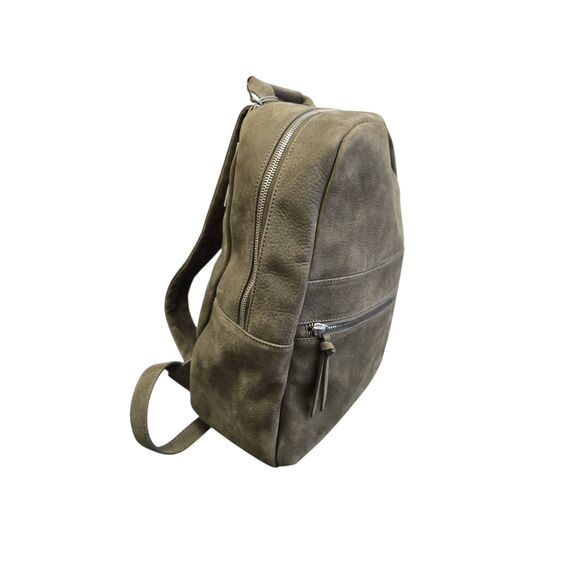 Eleventy Olive Green Calf Leather Backpack – Italian Luxury Nabuk Soft Leather - Picture 3 of 13